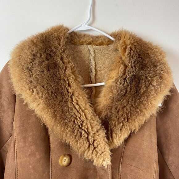 Vintage Women’s Sawyer Of Napa / Long Sheepskin Sheerling Lined Leather Coat 14 - Picture 4 of 16